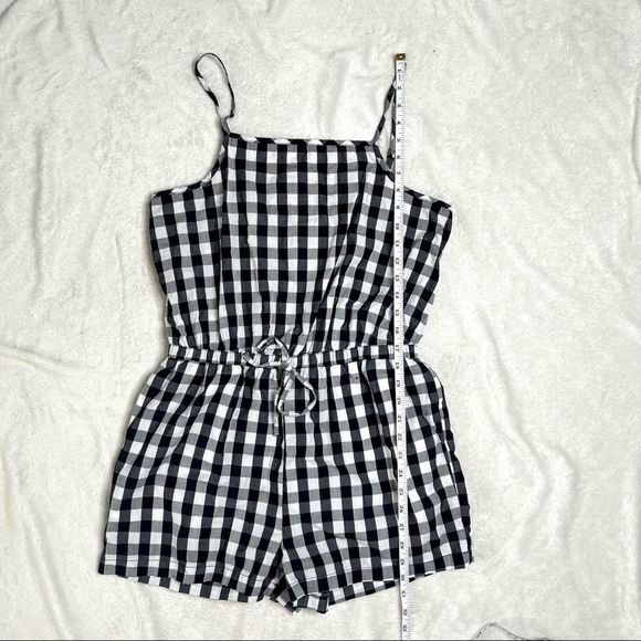 Cisono Navy and White Plaid Gingham Cotton Spaghetti Strap Romper Size Large - Picture 13 of 15